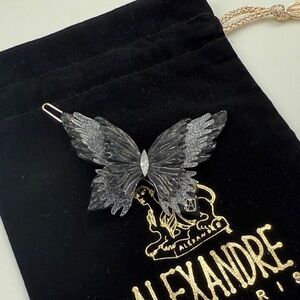 Alexandre de Paris Black and Silver Butterfly Hair Clip